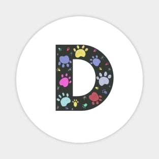 D letter  with colorful paw print Magnet